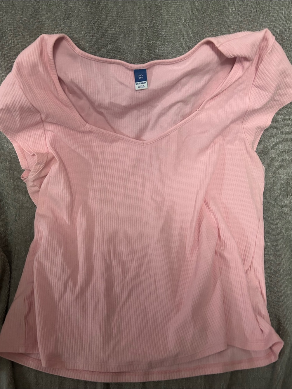 Old Navy Light Pink Ribbed Scoop-Neck Short Sleeve Tee